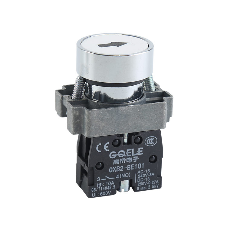 GXB2-BA3341 Momentary Flat Head Flush Push Button With Arrow Symbol Normally Open Metal Power Switch