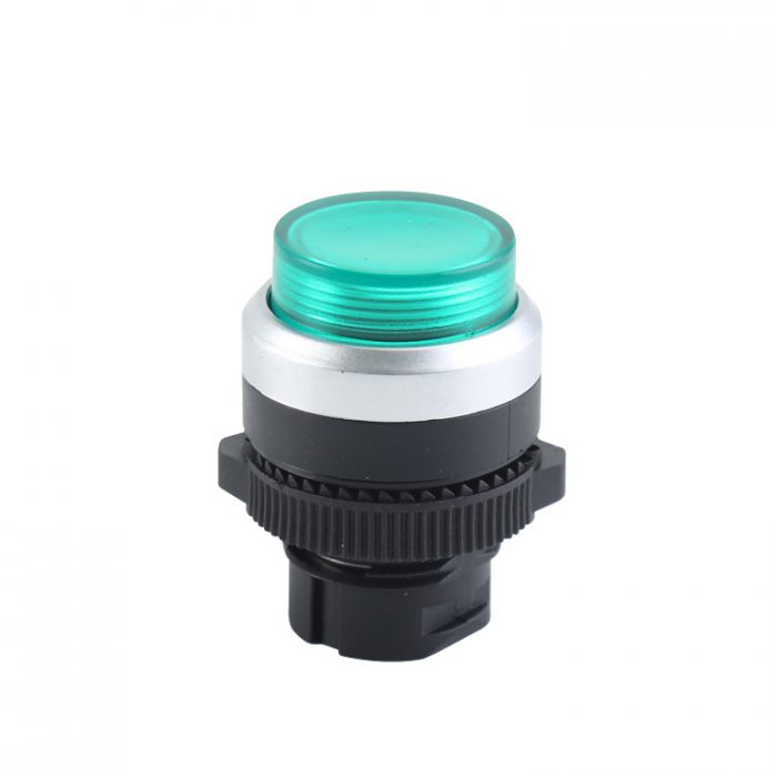 LA115-5-HD Momentary Illuminated Green Round Extended Flush Push Button Head
