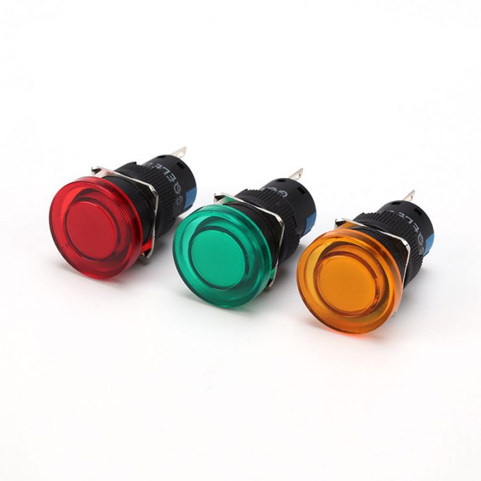 LA115-C-MXD 16mm 12V Round Mini Mushroom Head Power Start Switch With Red Indicator Light