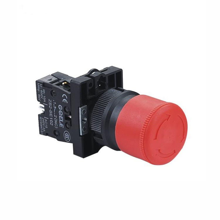 Кнопка аварийной остановки GXB2-ES442, 1NC, красная, с поворотным разблокированием, грибовидная головка Ø30 мм, монтаж в панель 22 мм