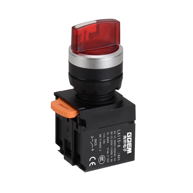 LA115-A5-20XSD/FFU/A01 Новый моментальный кнопочный переключатель 2НО с короткой ручкой выбора и красным светодиодом для оборудования новой энергетики